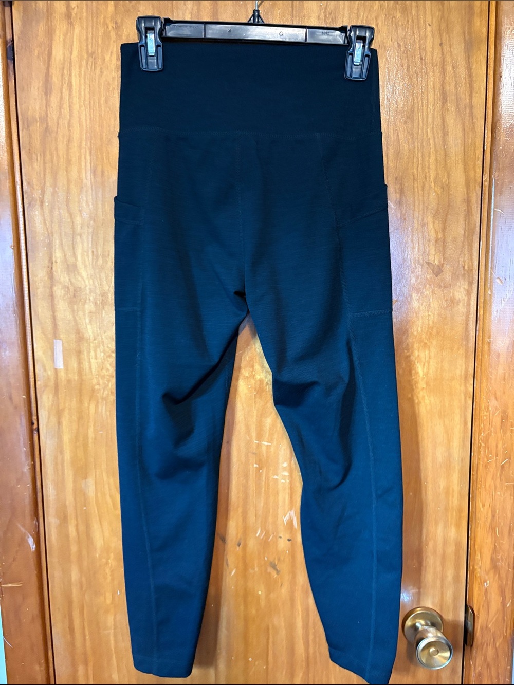 NWOT Women's High-Rise Black Rib Leggings with Wide Waistband - Size L - Picture 3 of 8